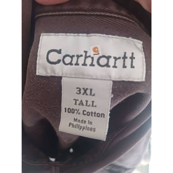 Dark brown carhartt 3 XXL tall long sleeve button front casual work wear - Picture 3 of 3